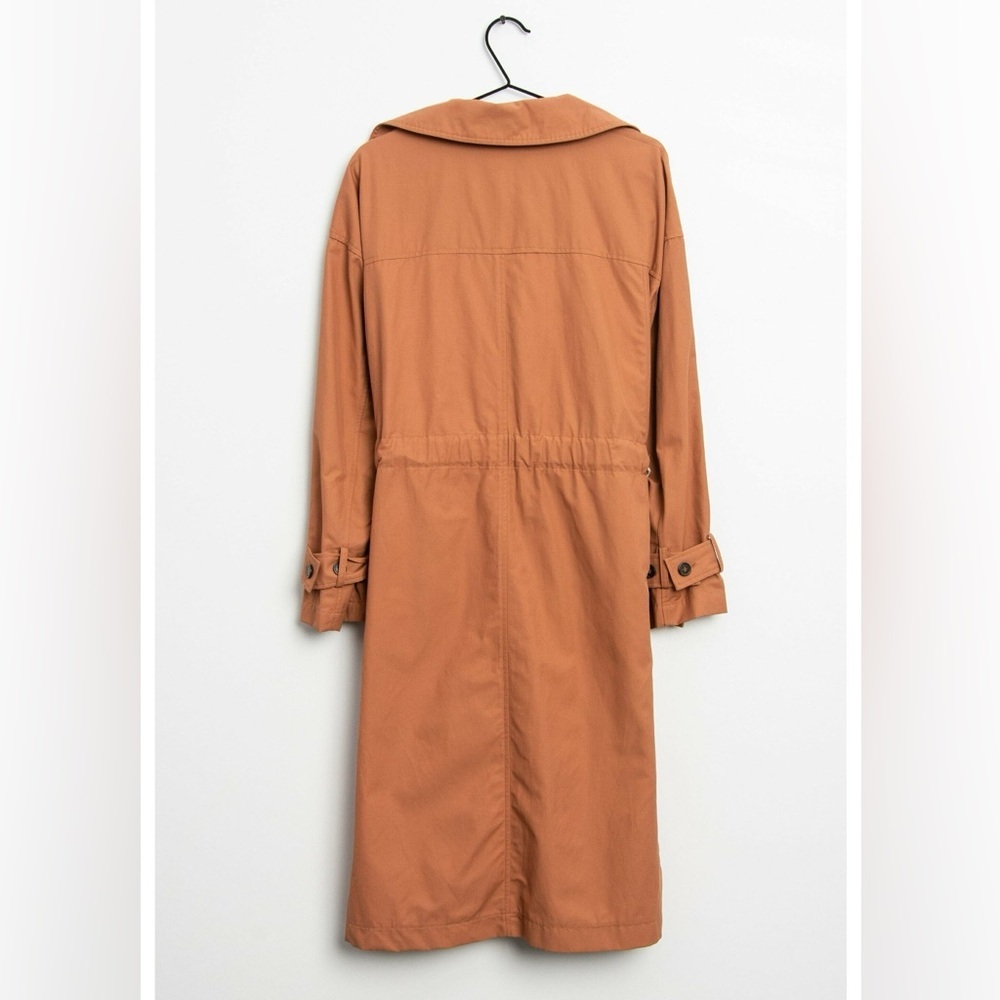 ZARA Trench Coat Contrasting Belt Size Small Single Button Notched Collar Orange - Picture 8 of 16